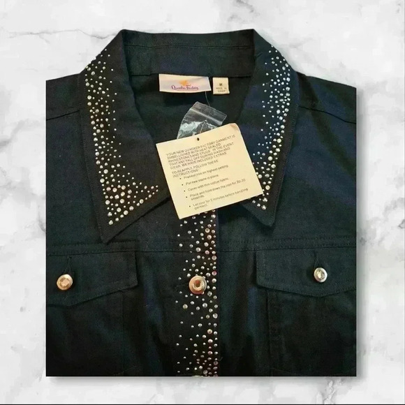 Quacker Factory Blue Rhinestone Country Bling Western Coquette Girl Sz M - Picture 2 of 6